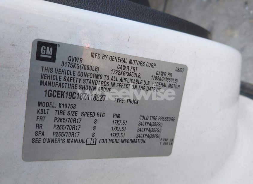 Photo 9 of 2008 Chevrolet Silverado 1500 LT1 (VIN 1GCEK19C18Z118827)