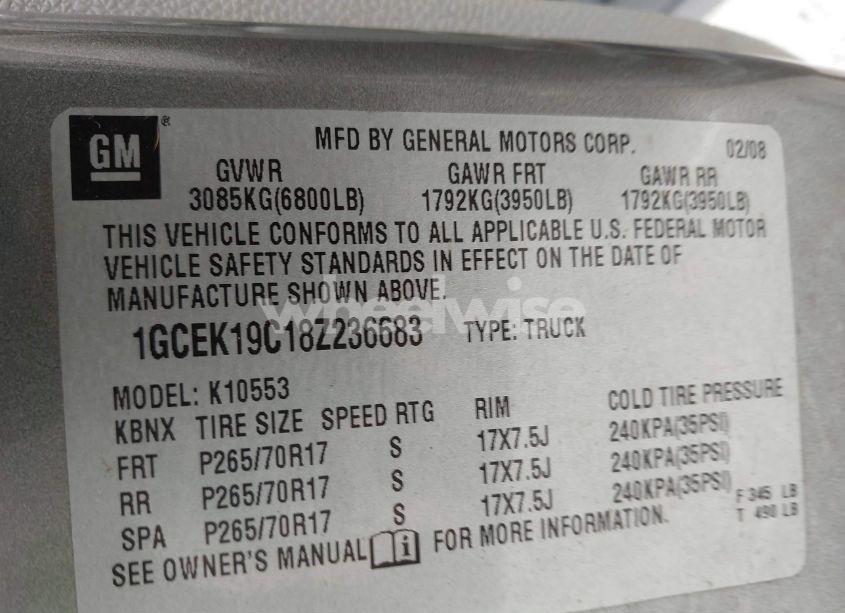 Photo 9 of 2008 Chevrolet Silverado 1500 LT1 (VIN 1GCEK19C18Z236683)