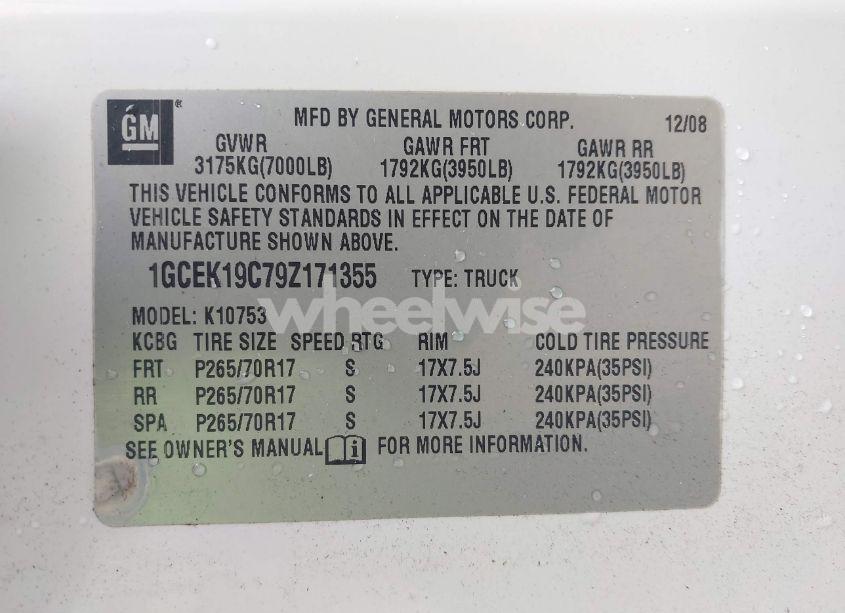 Photo 9 of 2009 Chevrolet Silverado 1500 WORK TRUCK (VIN 1GCEK19C79Z171355)