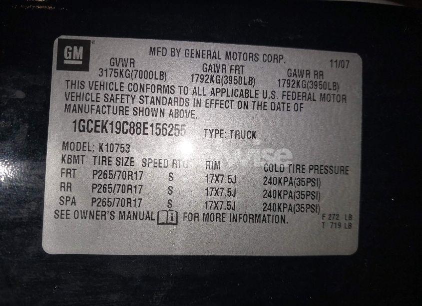 Photo 9 of 2008 Chevrolet Silverado 1500 WORK TRUCK (VIN 1GCEK19C88E156255)