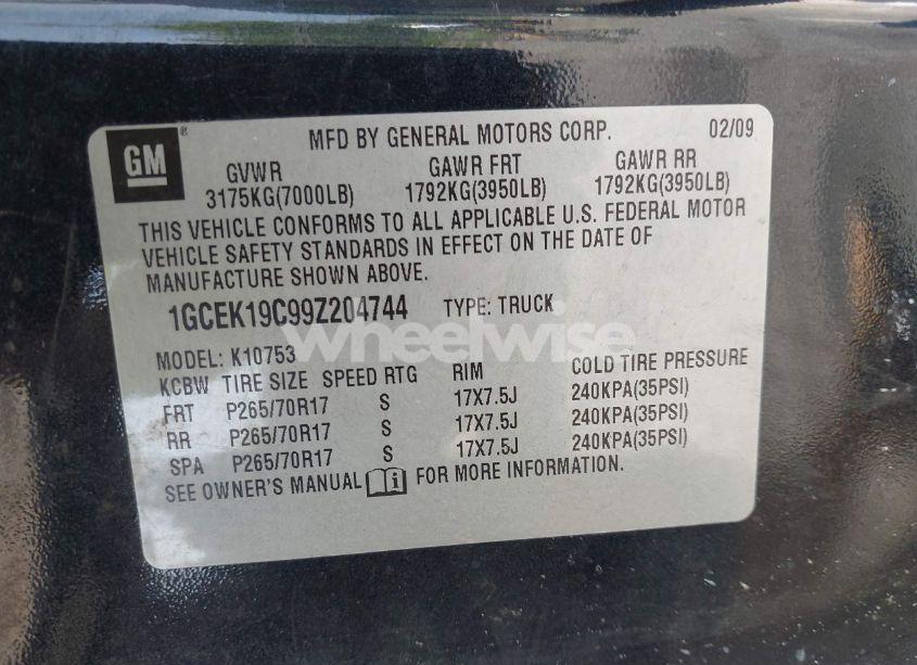 Photo 9 of 2009 Chevrolet Silverado 1500 WORK TRUCK (VIN 1GCEK19C99Z204744)