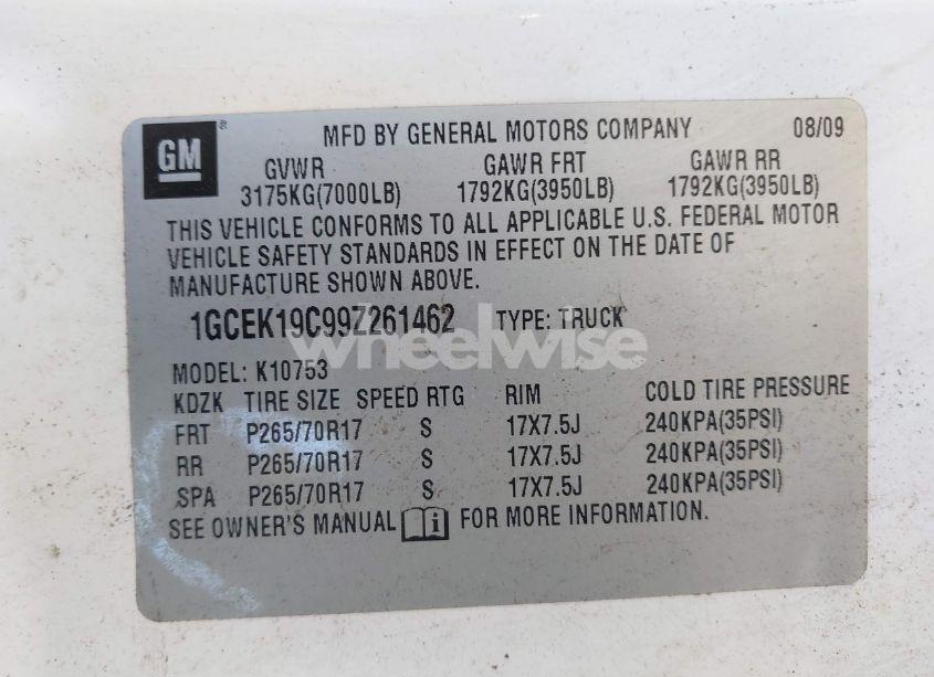 Photo 9 of 2009 Chevrolet Silverado 1500 LS (VIN 1GCEK19C99Z261462)