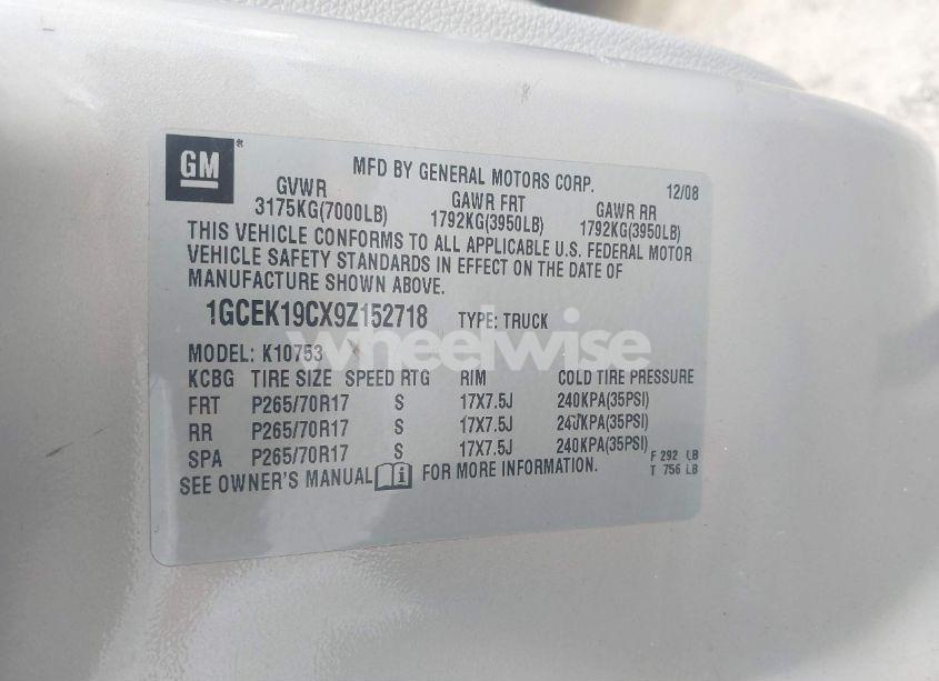 Photo 9 of 2009 Chevrolet Silverado 1500 WORK TRUCK (VIN 1GCEK19CX9Z152718)