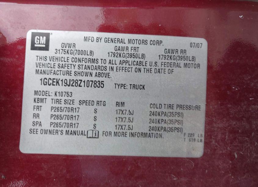 Photo 9 of 2008 Chevrolet Silverado 1500 LT1 (VIN 1GCEK19J28Z107835)