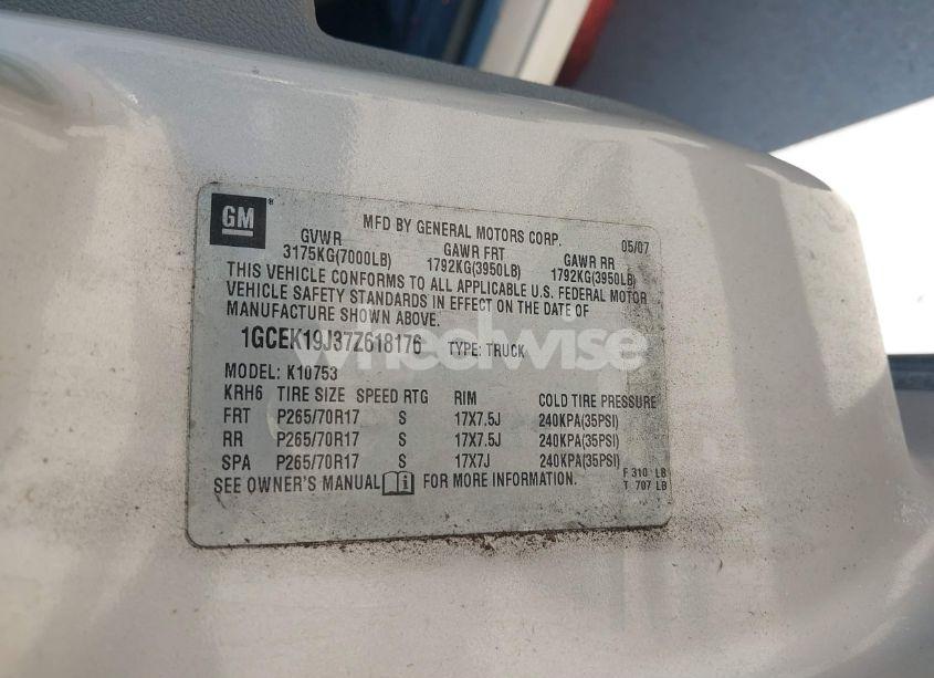 Photo 9 of 2007 Chevrolet Silverado 1500 WORK TRUCK (VIN 1GCEK19J37Z618176)