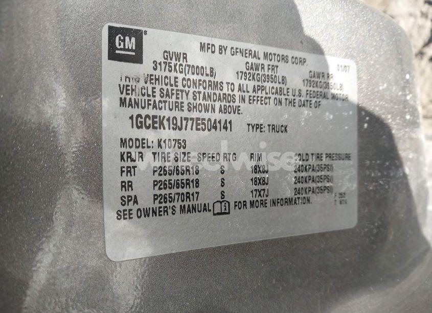 Photo 9 of 2007 Chevrolet Silverado 1500 LT1 (VIN 1GCEK19J77E504141)