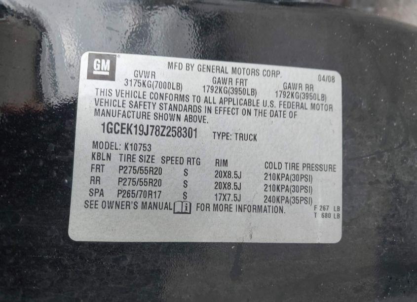 Photo 9 of 2008 Chevrolet Silverado 1500 LTZ (VIN 1GCEK19J78Z258301)