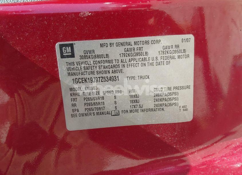 Photo 9 of 2007 Chevrolet Silverado 1500 LT2 (VIN 1GCEK19J97Z534931)