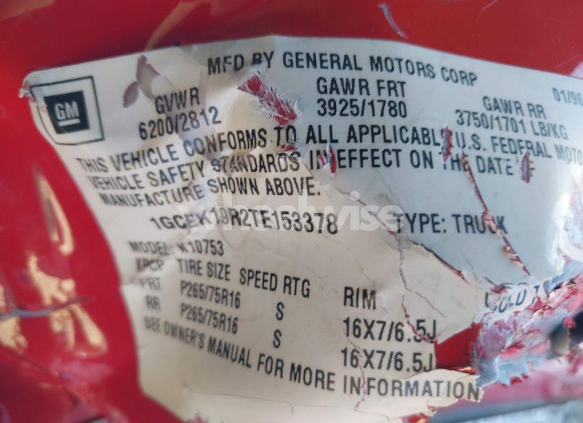 Photo 9 of 1996 Chevrolet Gmt-400 K1500 (VIN 1GCEK19R2TE153378)