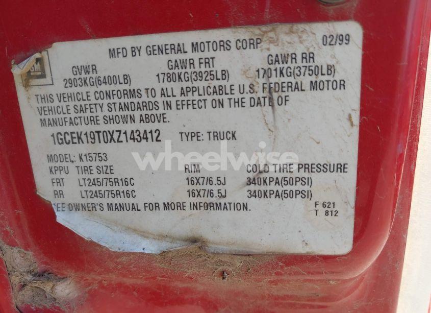 Photo 9 of 1999 Chevrolet Silverado 1500 LS (VIN 1GCEK19T0XZ143412)
