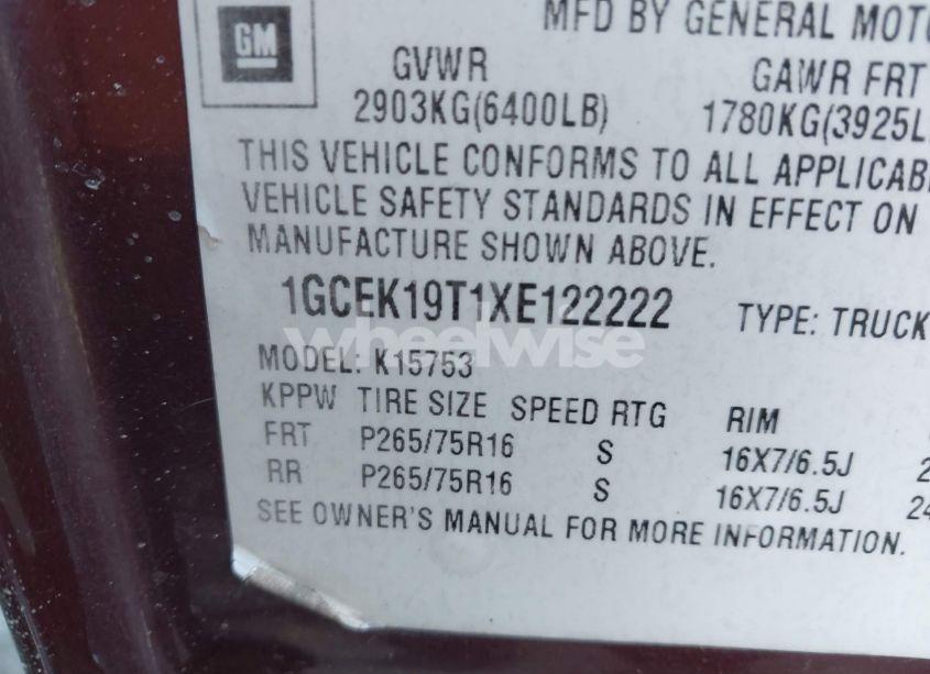 Photo 9 of 1999 Chevrolet Silverado 1500 LS (VIN 1GCEK19T1XE122222)