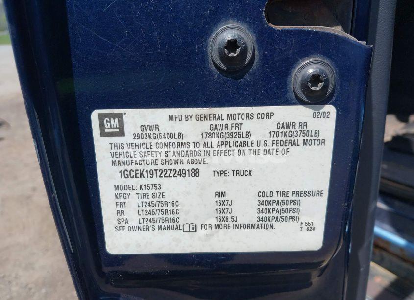 Photo 9 of 2002 Chevrolet Silverado 1500 LT (VIN 1GCEK19T22Z249188)