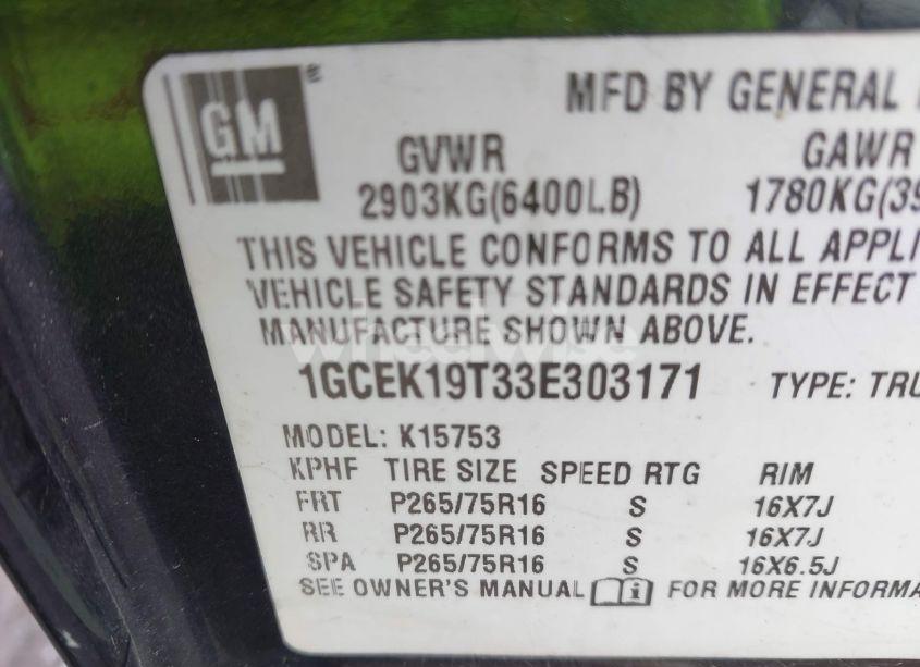 Photo 9 of 2003 Chevrolet Silverado 1500 LS (VIN 1GCEK19T33E303171)