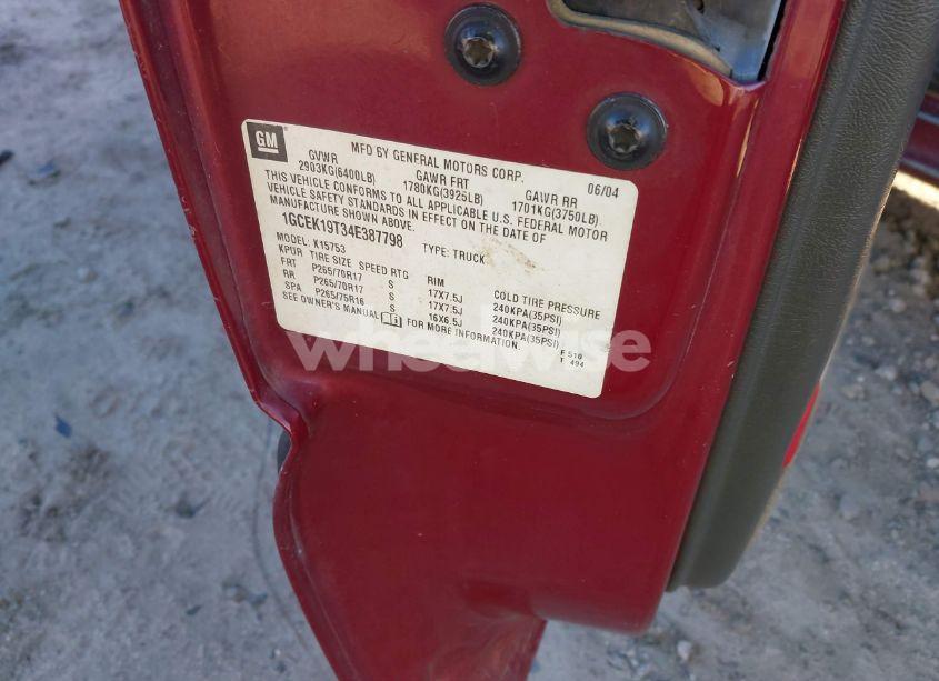 Photo 9 of 2004 Chevrolet Silverado 1500 Z71 (VIN 1GCEK19T34E387798)