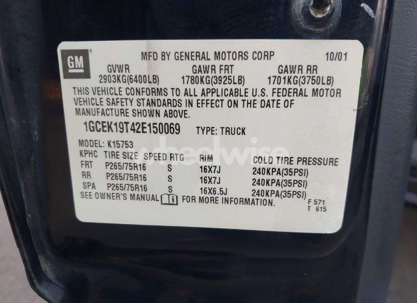 Photo 9 of 2002 Chevrolet Silverado 1500 LS (VIN 1GCEK19T42E150069)