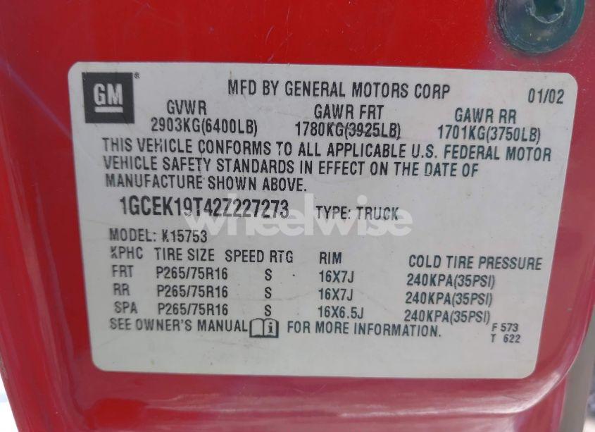 Photo 9 of 2002 Chevrolet Silverado 1500 LT (VIN 1GCEK19T42Z227273)