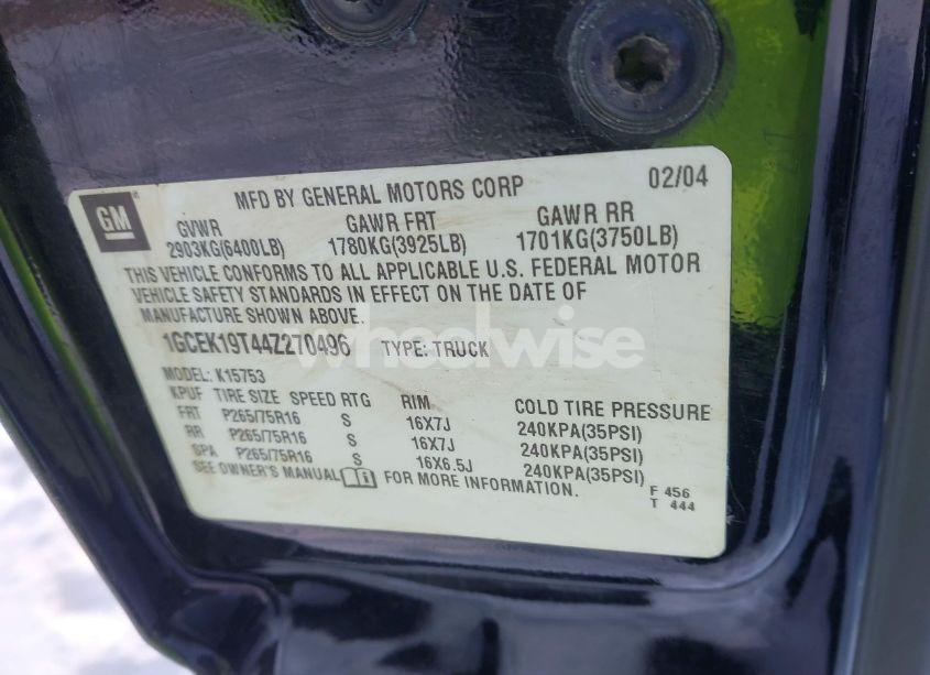 Photo 9 of 2004 Chevrolet Silverado 1500 Z71 (VIN 1GCEK19T44Z270496)