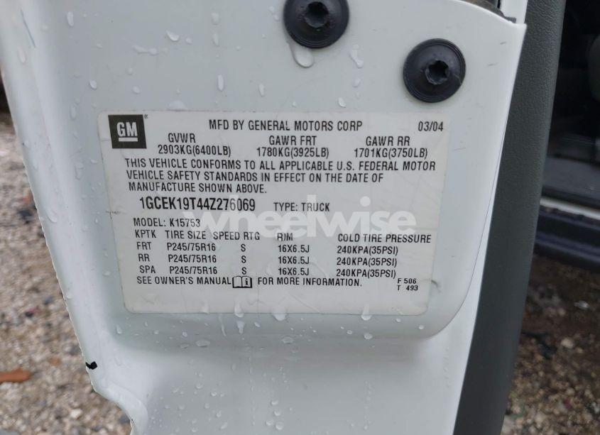 Photo 9 of 2004 Chevrolet Silverado 1500 (VIN 1GCEK19T44Z276069)