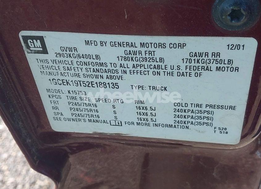 Photo 9 of 2002 Chevrolet Silverado 1500 LS (VIN 1GCEK19T52E188135)