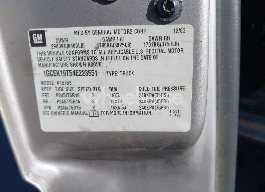 Photo 9 of 2004 Chevrolet Silverado 1500 LS (VIN 1GCEK19T54E223551)