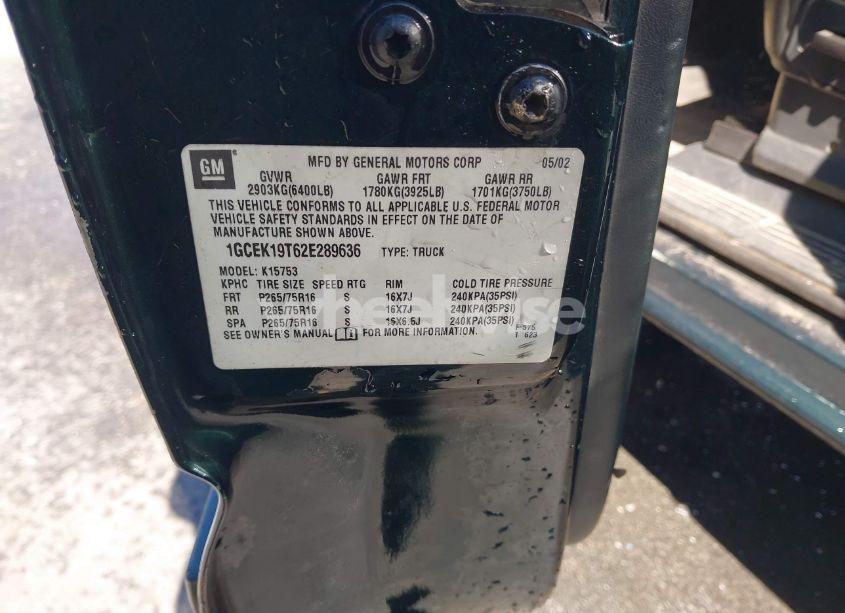 Photo 9 of 2002 Chevrolet Silverado 1500 LT (VIN 1GCEK19T62E289636)