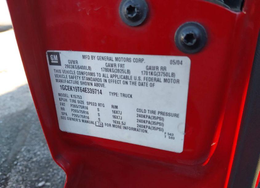Photo 9 of 2004 Chevrolet Silverado 1500 Z71 (VIN 1GCEK19T64E339714)