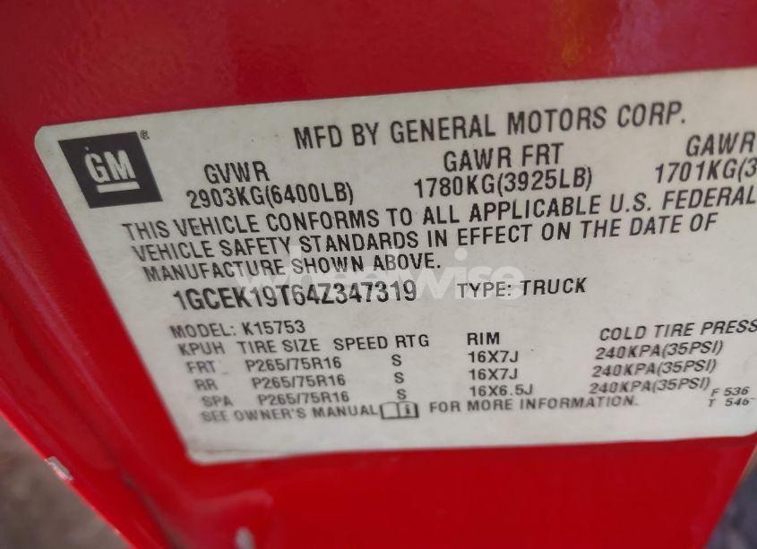 Photo 9 of 2004 Chevrolet Silverado 1500 Z71 (VIN 1GCEK19T64Z347319)