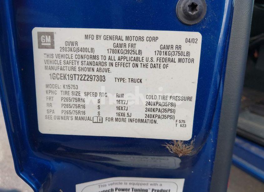 Photo 9 of 2002 Chevrolet Silverado 1500 LT (VIN 1GCEK19T72Z297303)