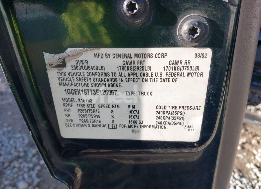 Photo 9 of 2003 Chevrolet Silverado 1500 LS (VIN 1GCEK19T73E126057)