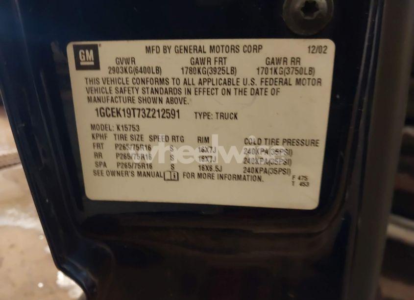 Photo 9 of 2003 Chevrolet Silverado 1500 LS (VIN 1GCEK19T73Z212591)