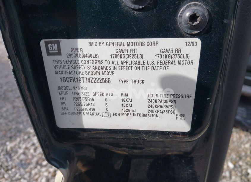 Photo 9 of 2004 Chevrolet Silverado 1500 Z71 (VIN 1GCEK19T74Z222586)