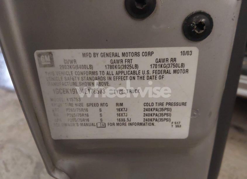 Photo 9 of 2004 Chevrolet Silverado 1500 Z71 (VIN 1GCEK19T84E178573)