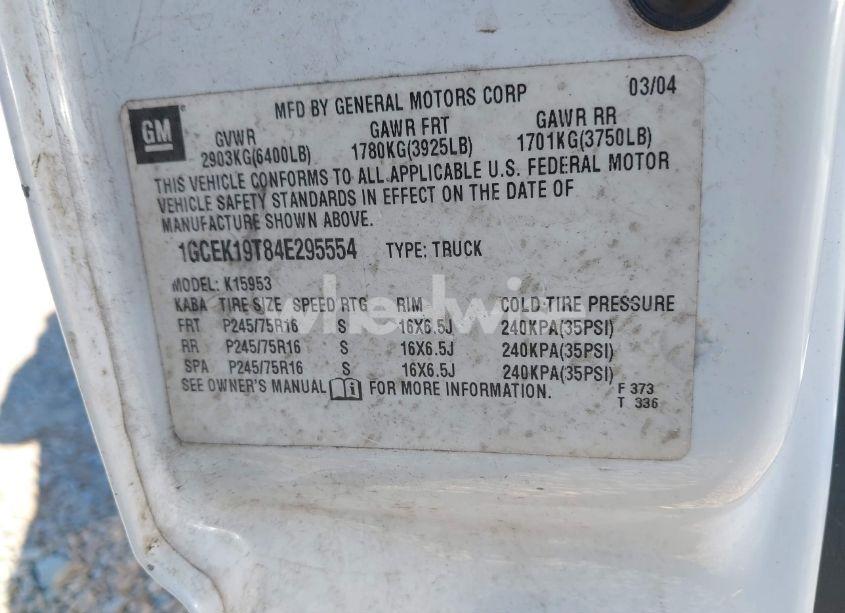 Photo 9 of 2004 Chevrolet Silverado 1500 WORK TRUCK (VIN 1GCEK19T84E295554)