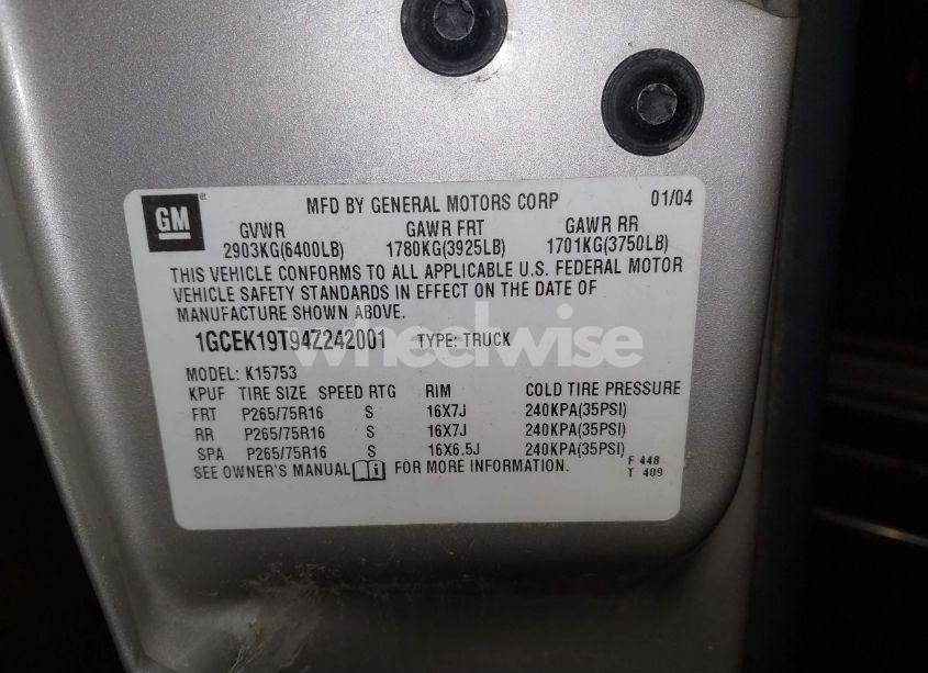 Photo 9 of 2004 Chevrolet Silverado 1500 Z71 (VIN 1GCEK19T94Z242001)