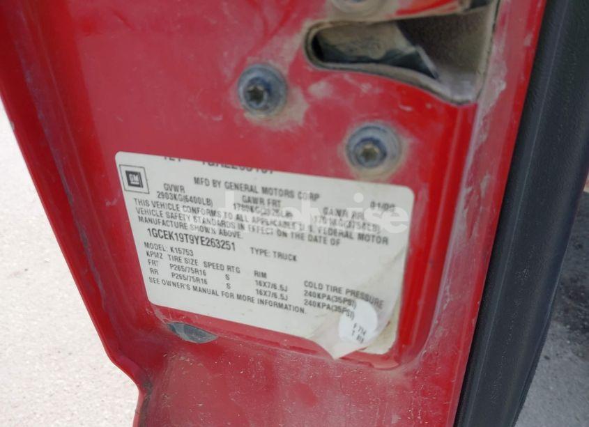 Photo 9 of 2000 Chevrolet Silverado 1500 LS (VIN 1GCEK19T9YE263251)