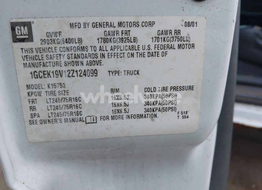 Photo 9 of 2002 Chevrolet Silverado 1500 (VIN 1GCEK19V12Z124099)