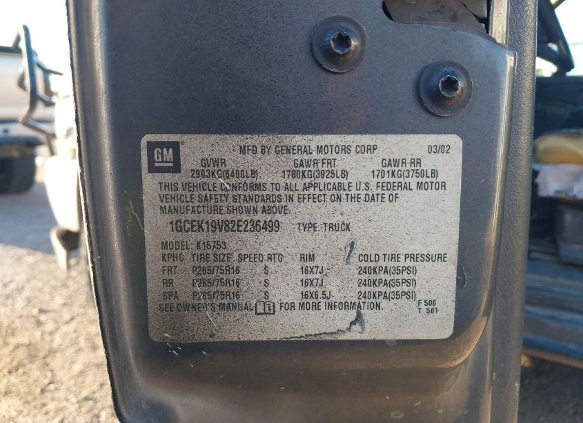 Photo 9 of 2002 Chevrolet Silverado 1500 LS (VIN 1GCEK19V82E236499)