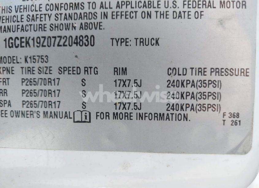 Photo 9 of 2007 Chevrolet Silverado 1500 CLASSIC LT1 (VIN 1GCEK19Z07Z204830)