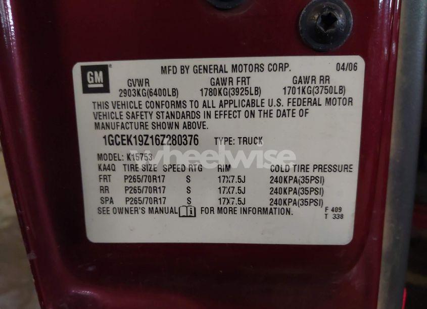 Photo 9 of 2006 Chevrolet Silverado 1500 LT1 (VIN 1GCEK19Z16Z280376)