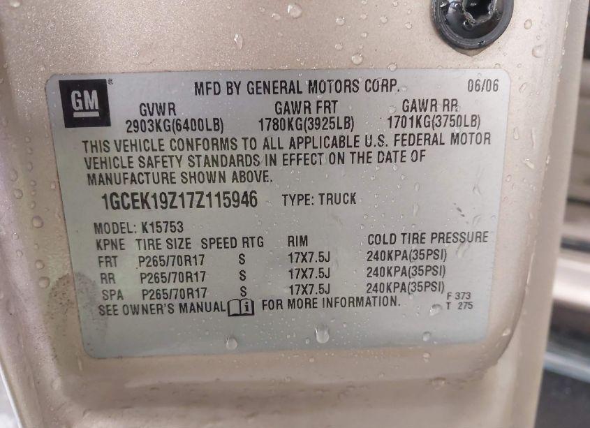 Photo 9 of 2007 Chevrolet Silverado 1500 CLASSIC LT1 (VIN 1GCEK19Z17Z115946)