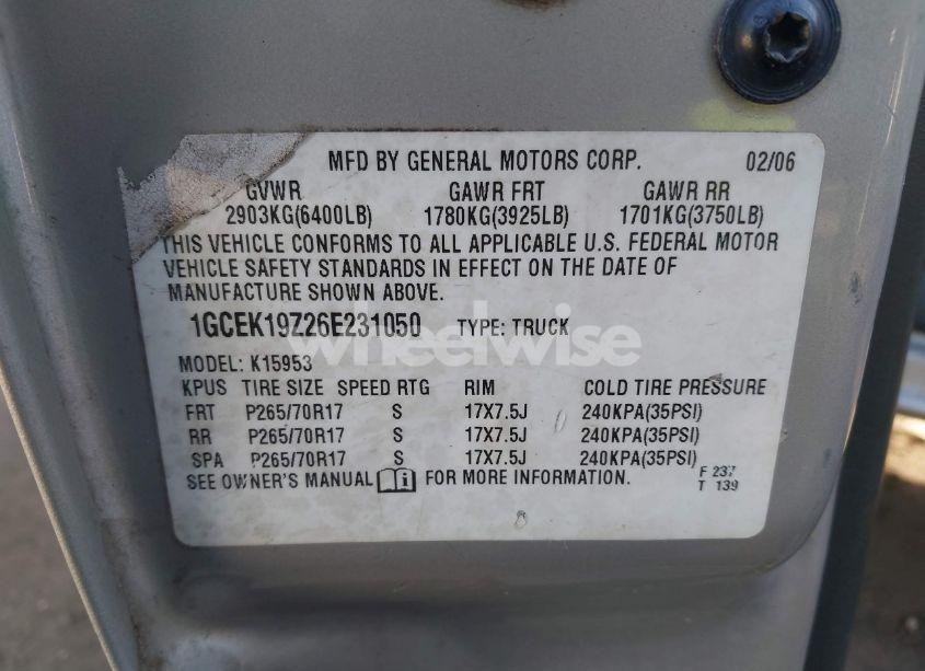 Photo 9 of 2006 Chevrolet Silverado 1500 LT1 (VIN 1GCEK19Z26E231050)