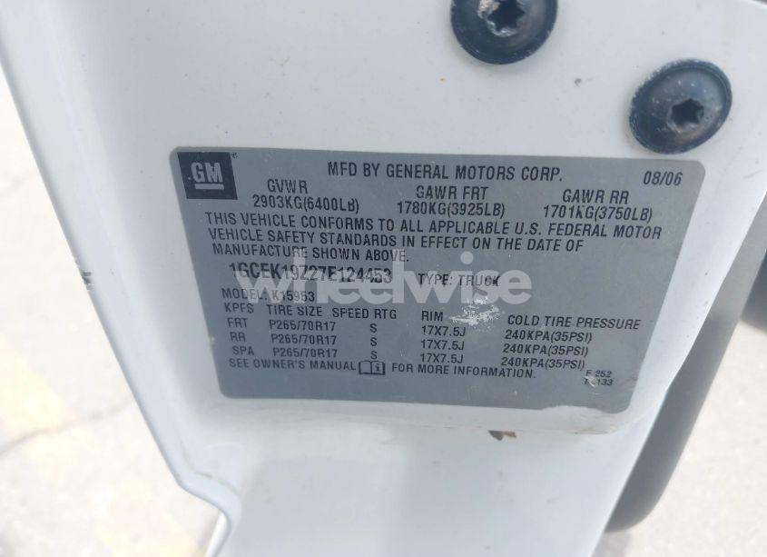 Photo 9 of 2007 Chevrolet Silverado 1500 CLASSIC WORK TRUCK (VIN 1GCEK19Z27E124453)