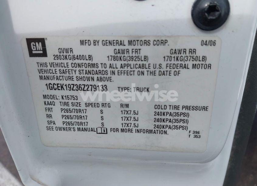 Photo 9 of 2006 Chevrolet Silverado 1500 LT1 (VIN 1GCEK19Z36Z279133)