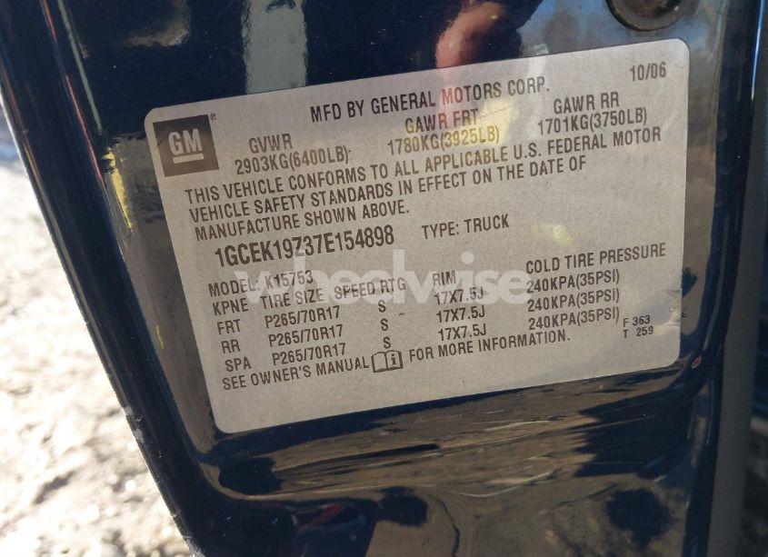 Photo 9 of 2007 Chevrolet Silverado 1500 CLASSIC LT1 (VIN 1GCEK19Z37E154898)