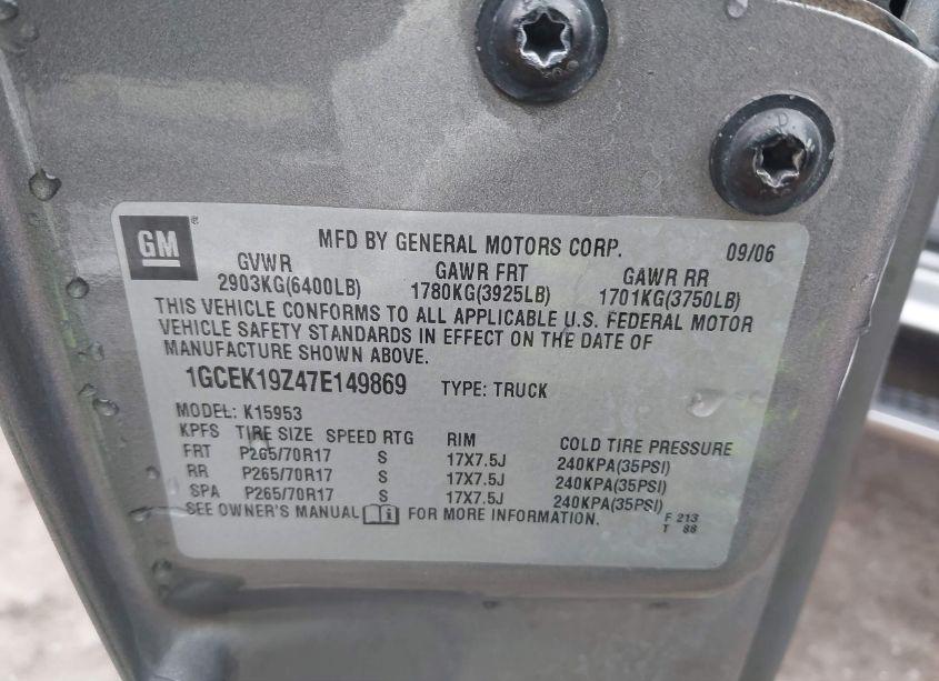 Photo 9 of 2007 Chevrolet Silverado 1500 CLASSIC LT1 (VIN 1GCEK19Z47E149869)