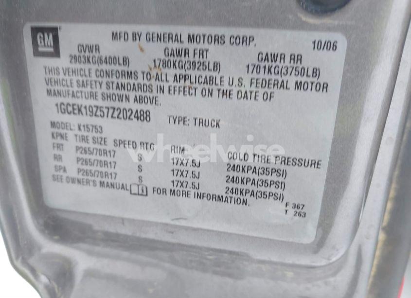 Photo 9 of 2007 Chevrolet Silverado 1500 CLASSIC LT1 (VIN 1GCEK19Z57Z202488)