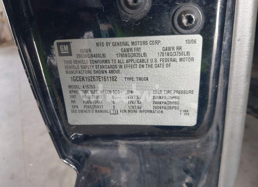 Photo 9 of 2007 Chevrolet Silverado 1500 CLASSIC LT1 (VIN 1GCEK19Z67E161182)
