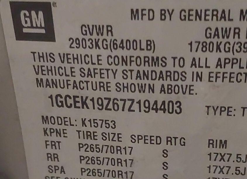 Photo 9 of 2007 Chevrolet Silverado 1500 CLASSIC LT1 (VIN 1GCEK19Z67Z194403)