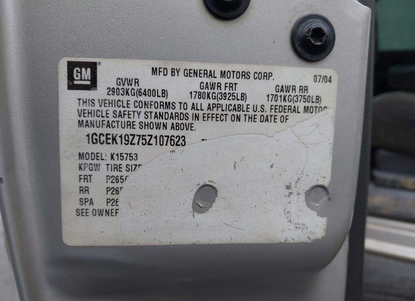 Photo 9 of 2005 Chevrolet Silverado 1500 Z71 (VIN 1GCEK19Z75Z107623)