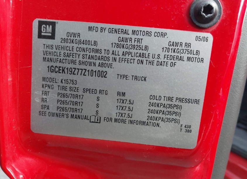 Photo 9 of 2007 Chevrolet Silverado 1500 CLASSIC LT3 (VIN 1GCEK19Z77Z101002)